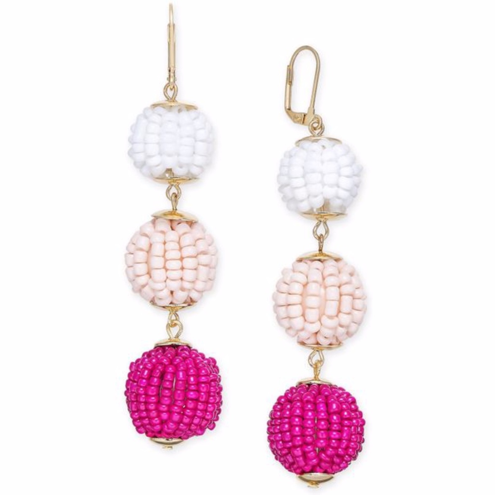 4/$25 I.N.C. Pink Beaded Ball Triple Drop Earrings - Picture 1 of 1